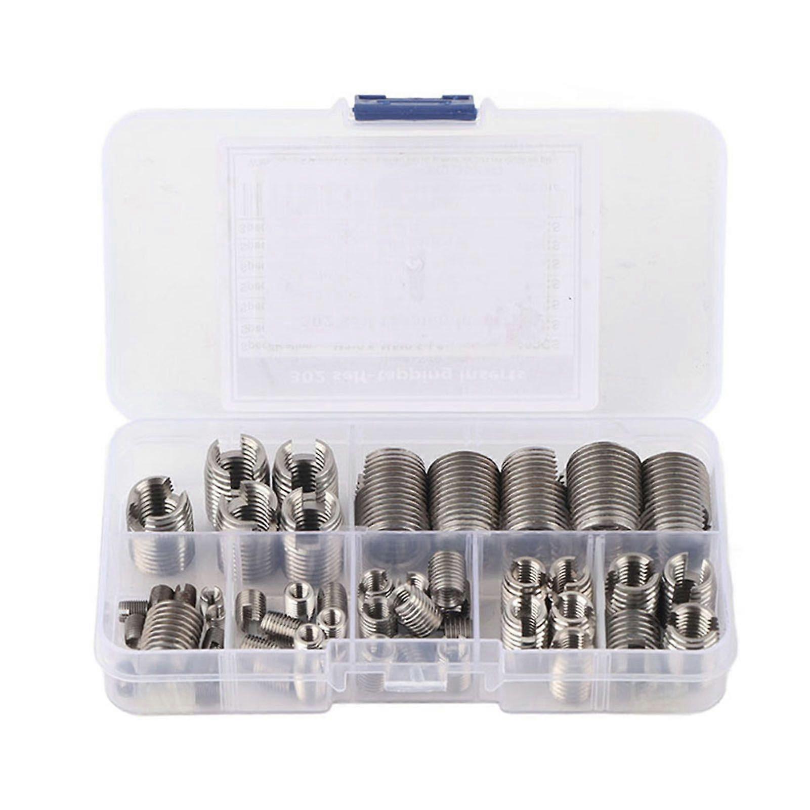 50Pcs Stainless Steel Inner Thread Self Tapping Thread Inserts Set Thread Reinforce Repair Tool