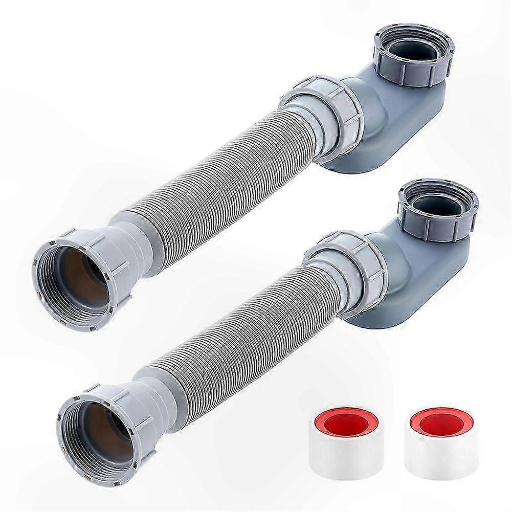 Flat Shower Drain Kit with 2 Low-Profile P-Traps and Sealing Tape for Simple Installation