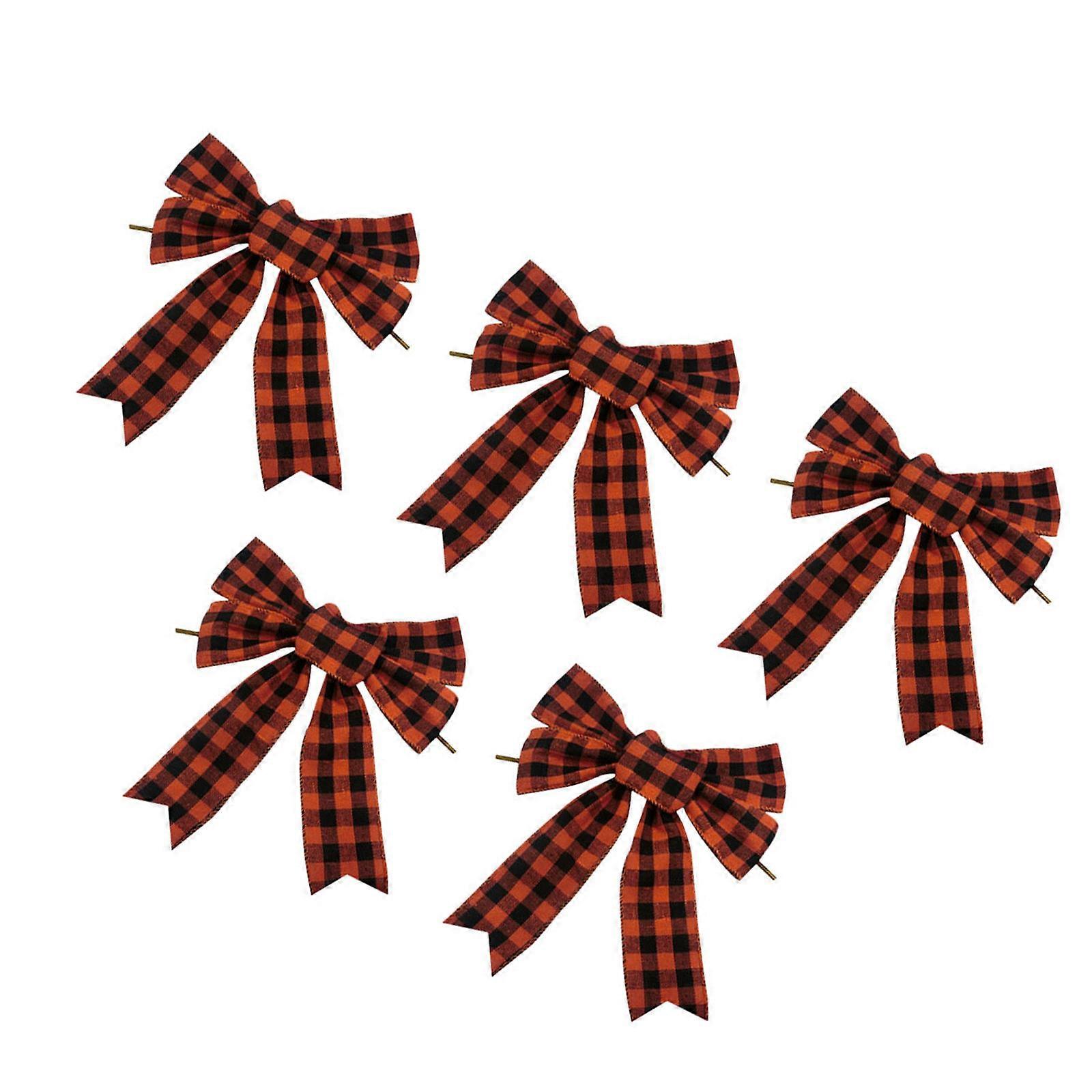 Ribbon Bow Craft Charm Christmas Tree Adornments Festive Bow Knots Polyester 5Set