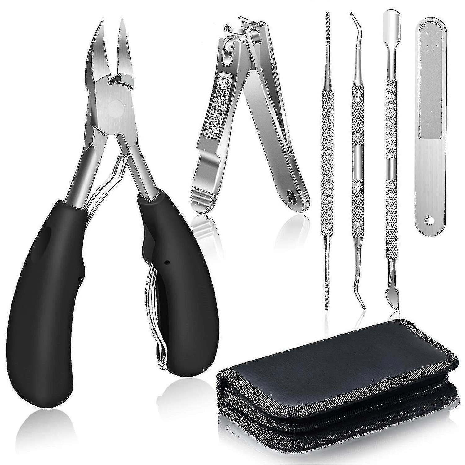 高齢者向けの厚い爪と陥入爪用の足の爪切り - ステンレススチール製のソフトグリップ爪切りと爪やすり付き