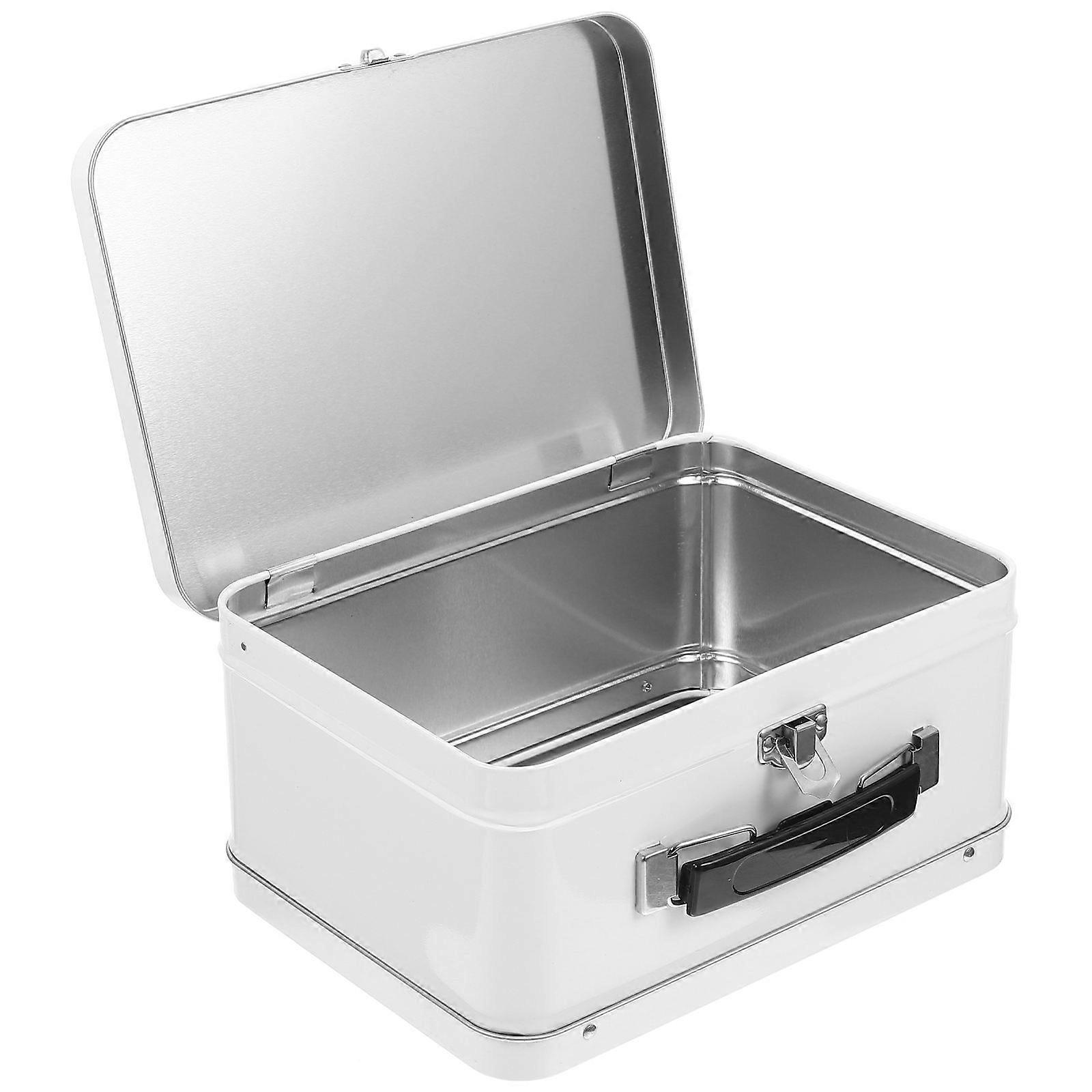 Desktop Organizer Tinplate Case for Storage Use 4Pcs Portable Metal Lock Box