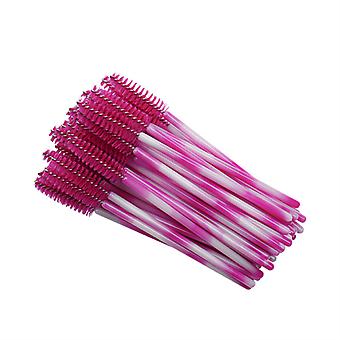Veeki 100Pcs Disposable Mascara Brush Stick, Double Color Rod Color Eyelash Roller Portable Nylon Eyelash Brush Eyelash Comb (rose red)