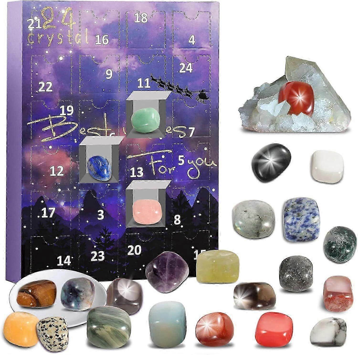 Advent Calendar, 24 Days Natural Crystal Agate Stone Minerals Advent Calendar Crystals Christmas Calendar