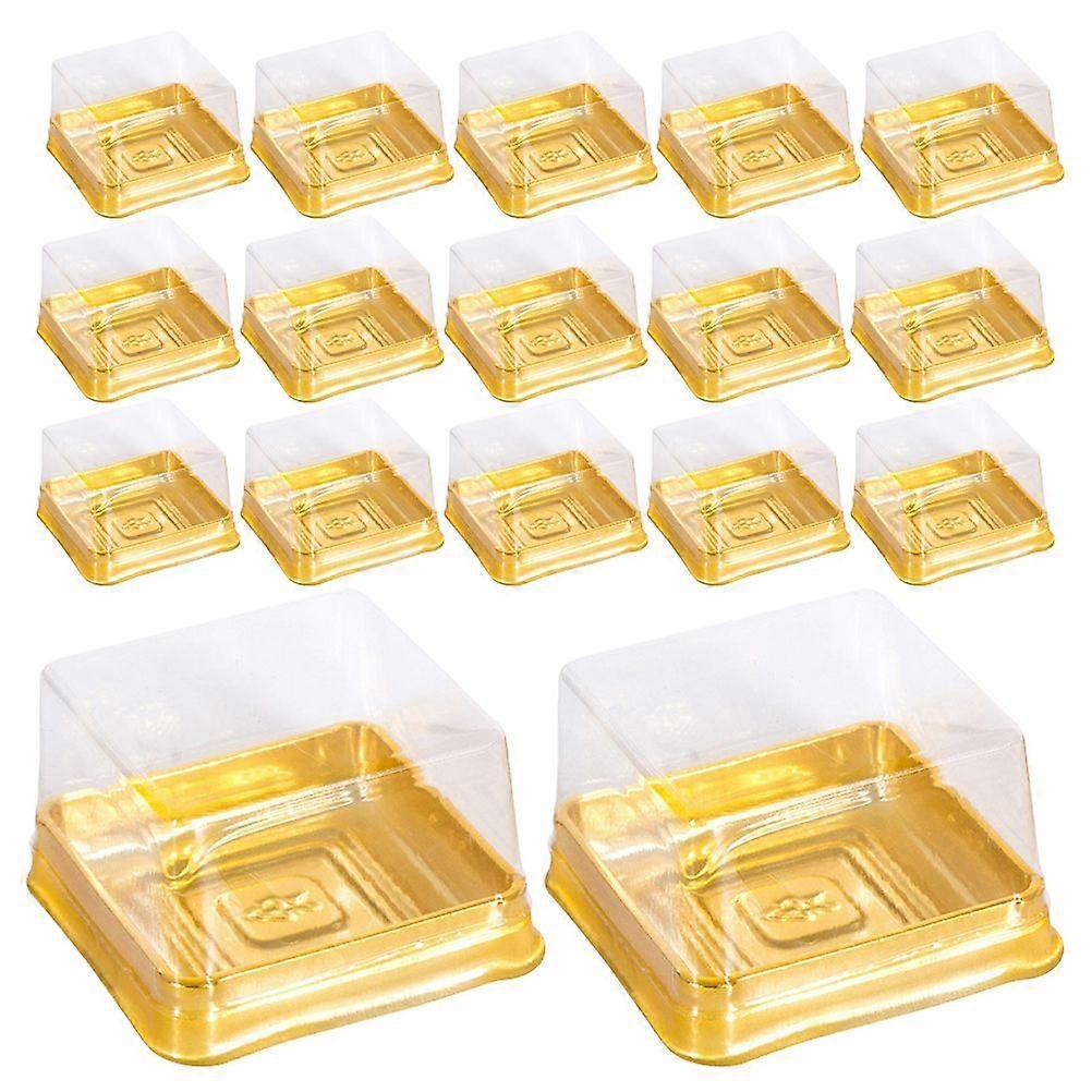 1 Set 100Pcs Plastic 50g Square Egg-Yolk Puff Packing Box Moon Cake Box