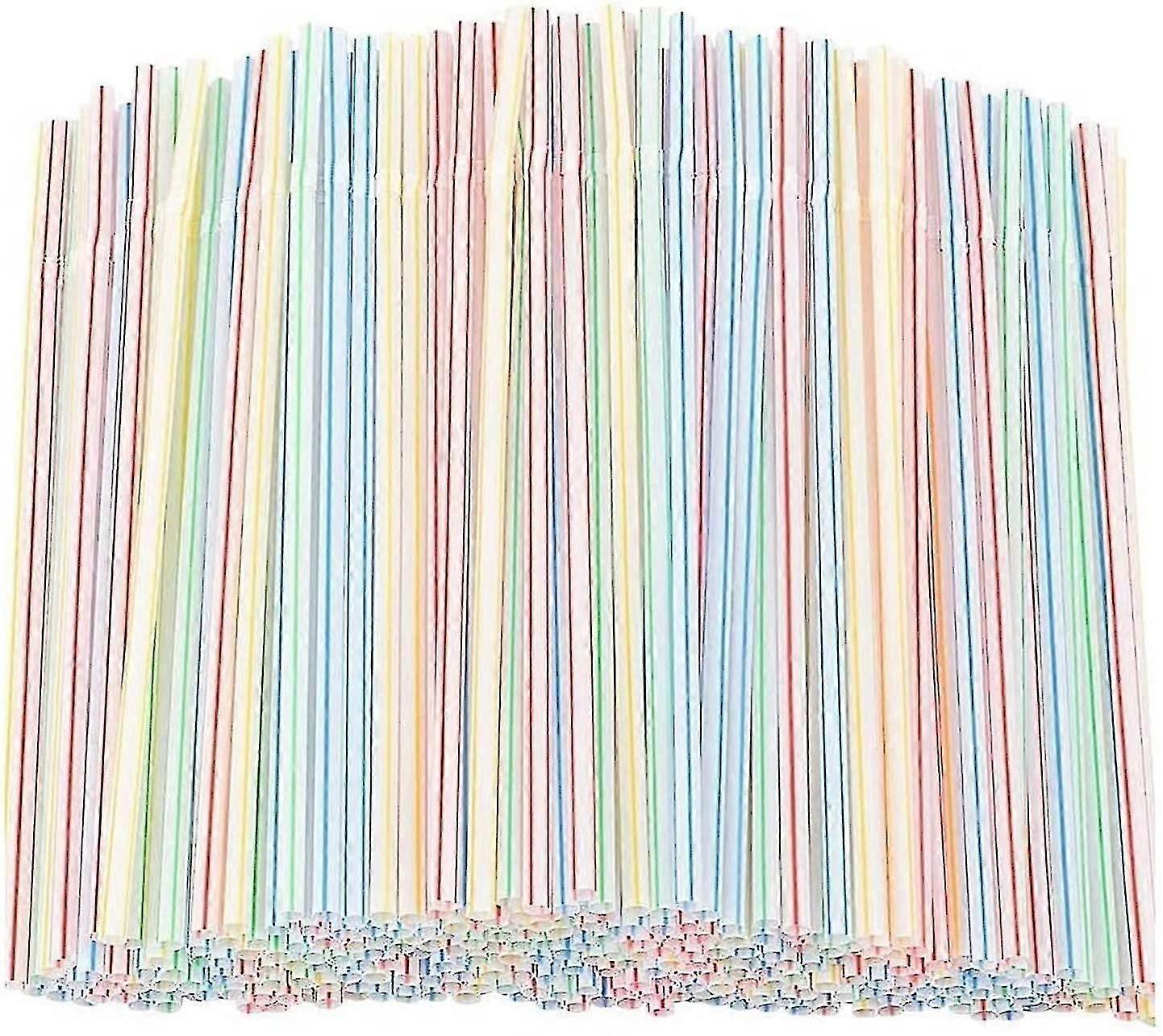 Flexible Plastic Straws Striped Multi Colored Disposable Bendy,1200pcs