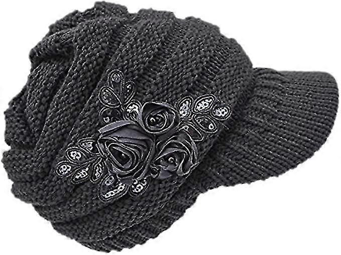 Women's Winter Warm Knitting Hat Hook Shaped Sun Visor Lace Hat
