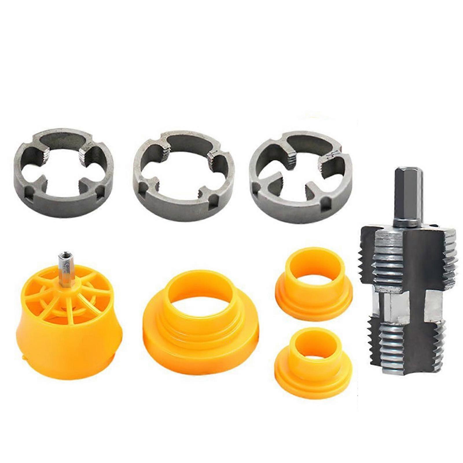 Efficient Electric Drill PVC Pipe Threading Maker Kit Offers 3 Die Size for Quick and Precise Home Improvement Projects Multicolor