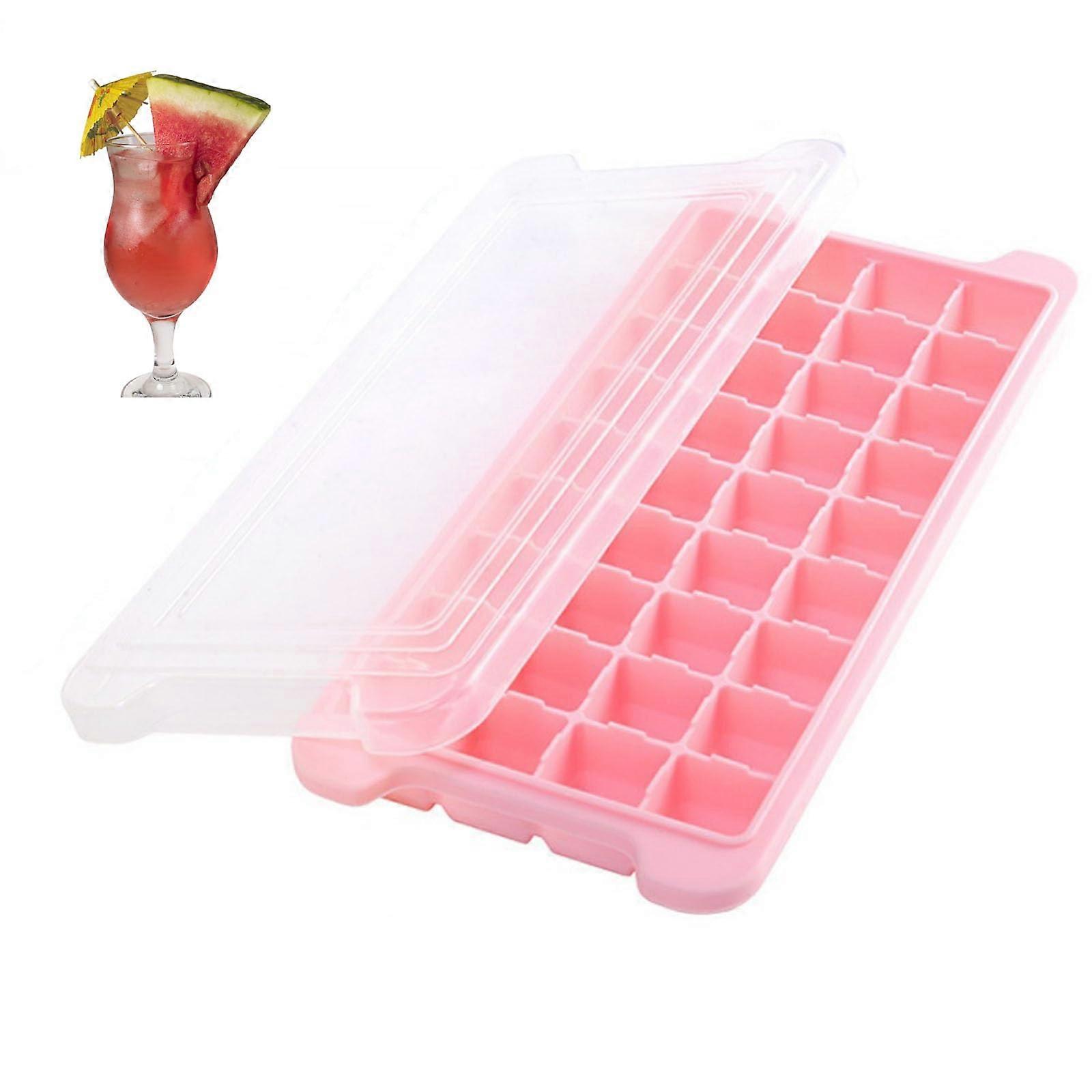 Ice Cube Tray With Lid Silicone 2436 Holes Mold Removable Lid Flexible Red 36Cavity