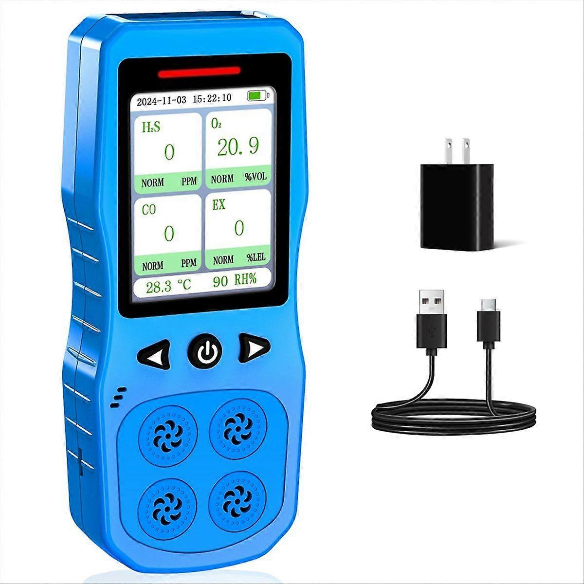 US PLUG, Kaasumonitori O2, CO, H2S, palavan kaasun ilmaisin, 4 kaasuvuodon ilmaisin äänellä, valolla