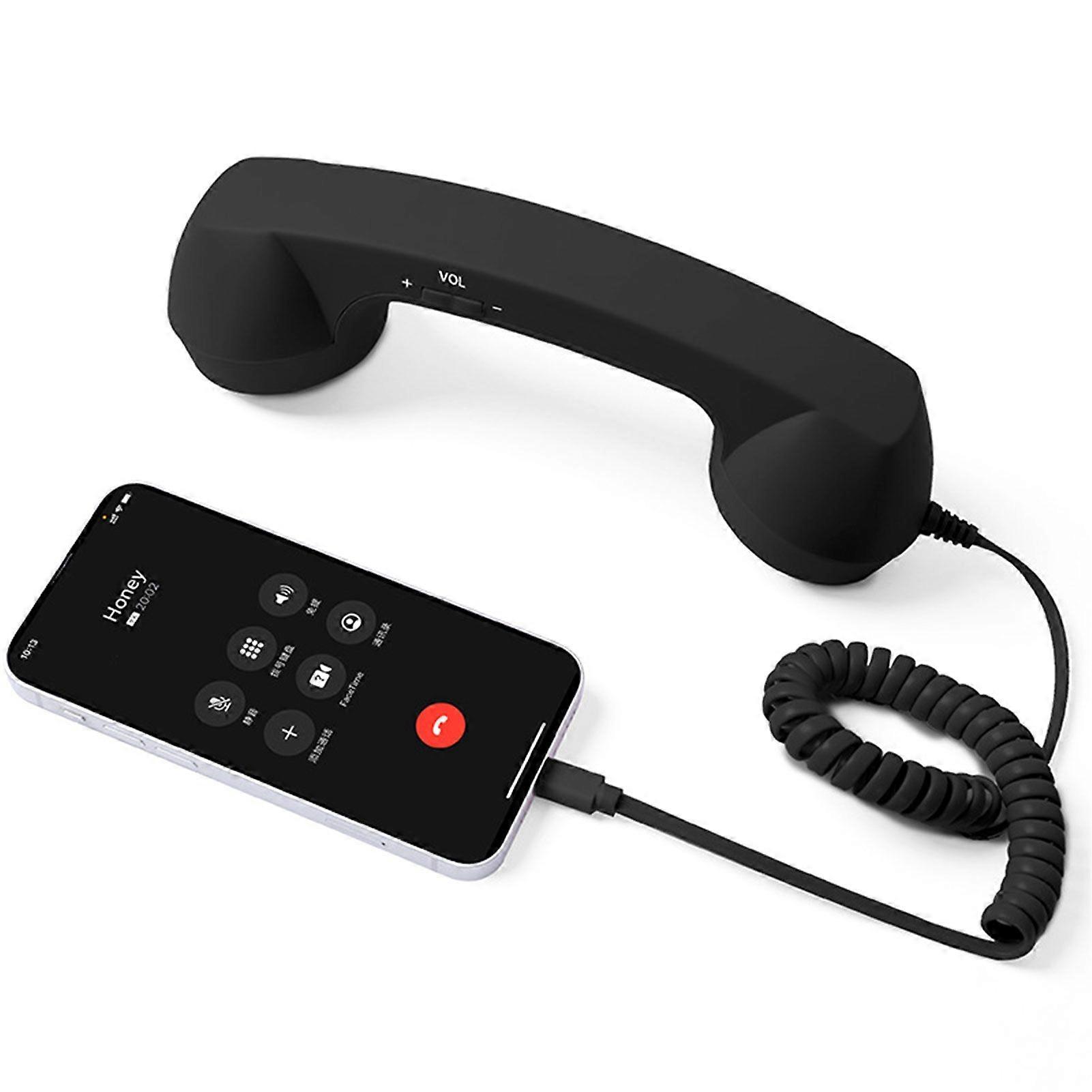 USB-C Retro Telephone Handset for Cellphones - Plug & Play Receiver Radiation-Proof Comfortable Call for iPhone & Android