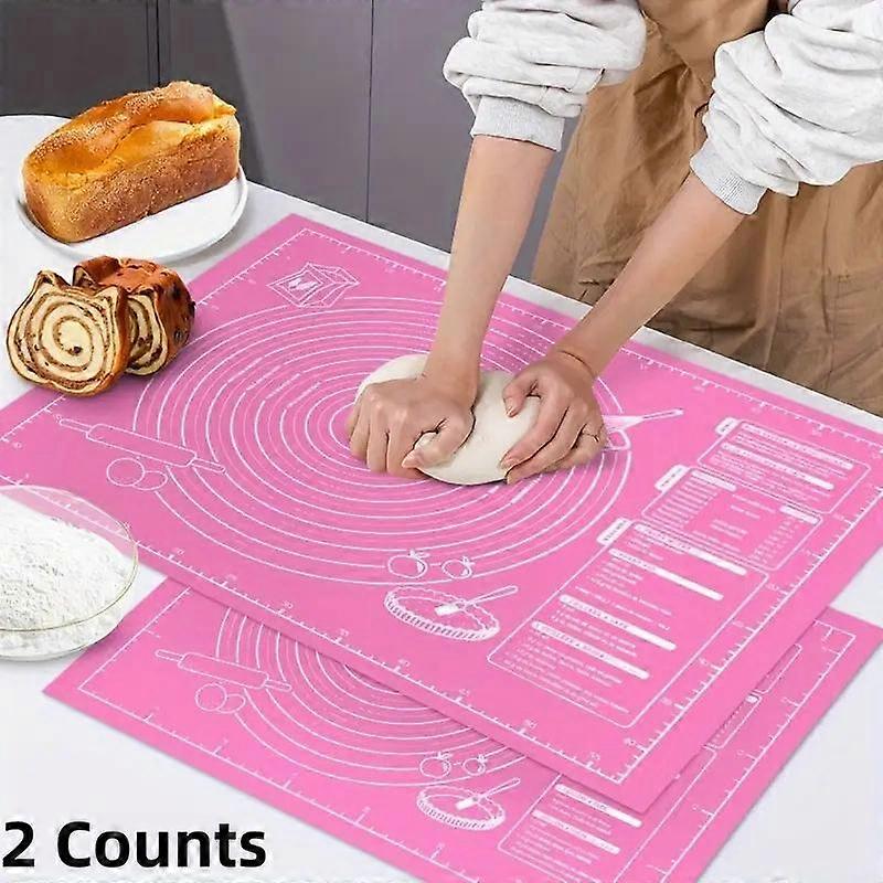 Non-stick Baking Mat, 2 Counts/set Reusable Easy To Clean Baking Mat with Measurements Included for Bread, Pastry, Cookie, Candy Making, Bak