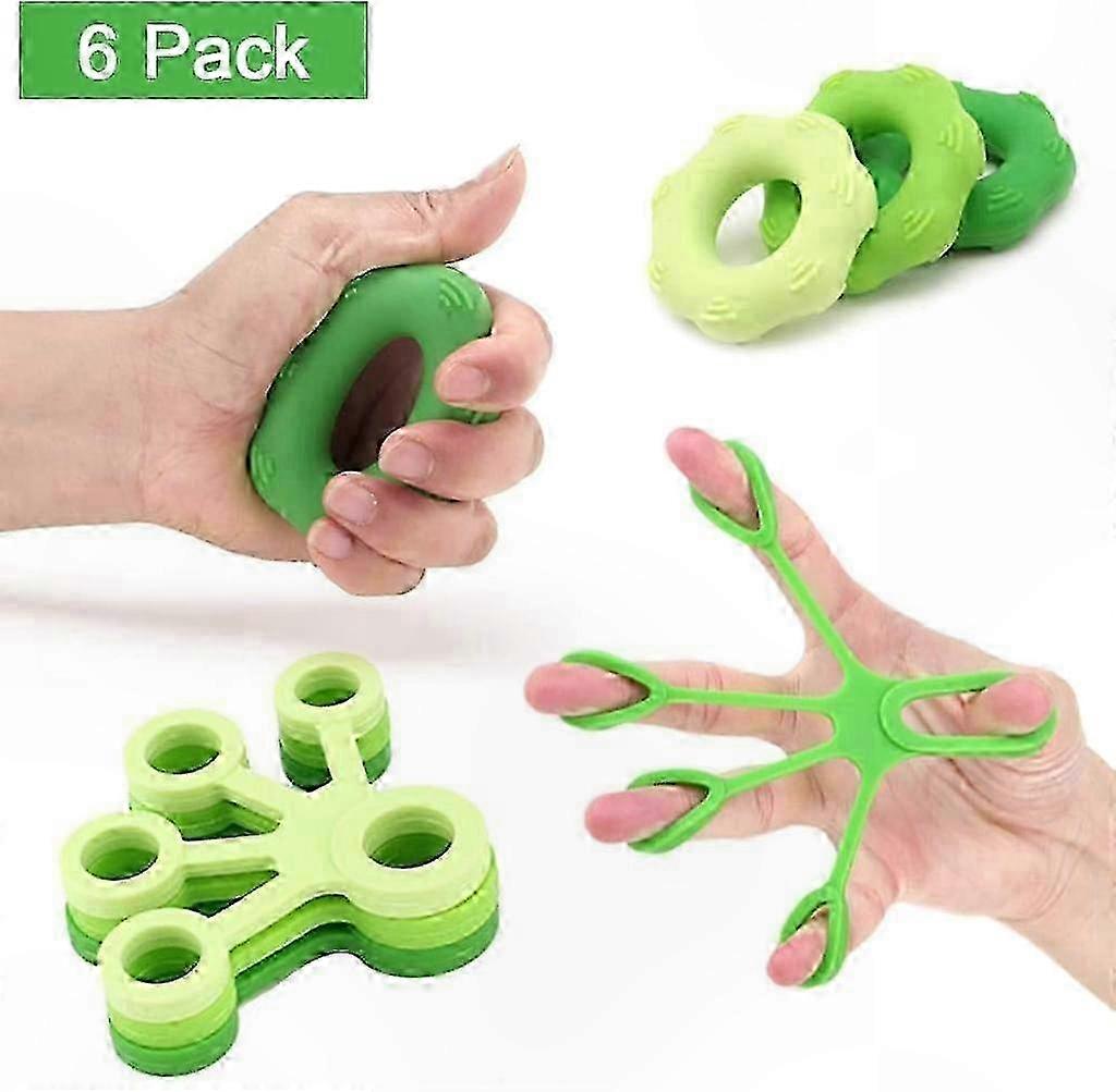 Kit de exercícios de silicone para as mãos, conjunto de 9 peças com anéis de preensão, extensores de dedos e bolas de treinamento para fortalecimento das mãos.