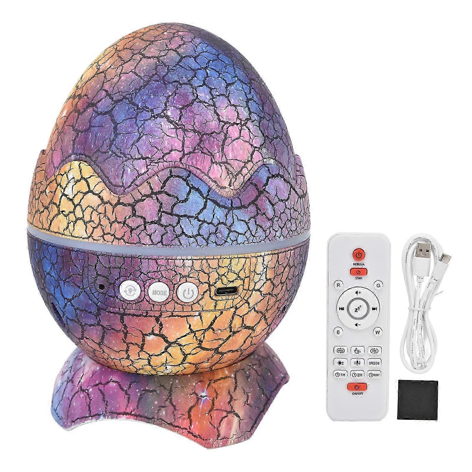 Dinosaur Egg Star Projector Adjustable Angle White Noise Bluetooth Night Light Projector with Remote Control