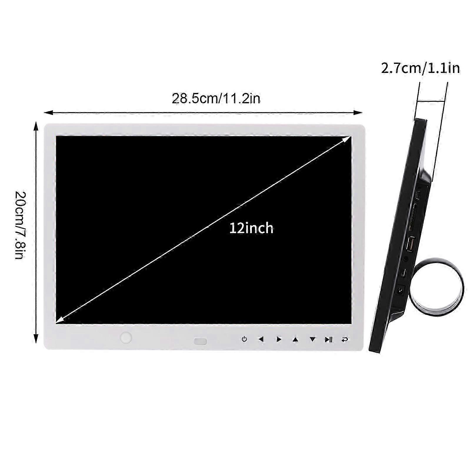 12" HD Digital Photo Frame 1280x800 Multi-Function White 32GB