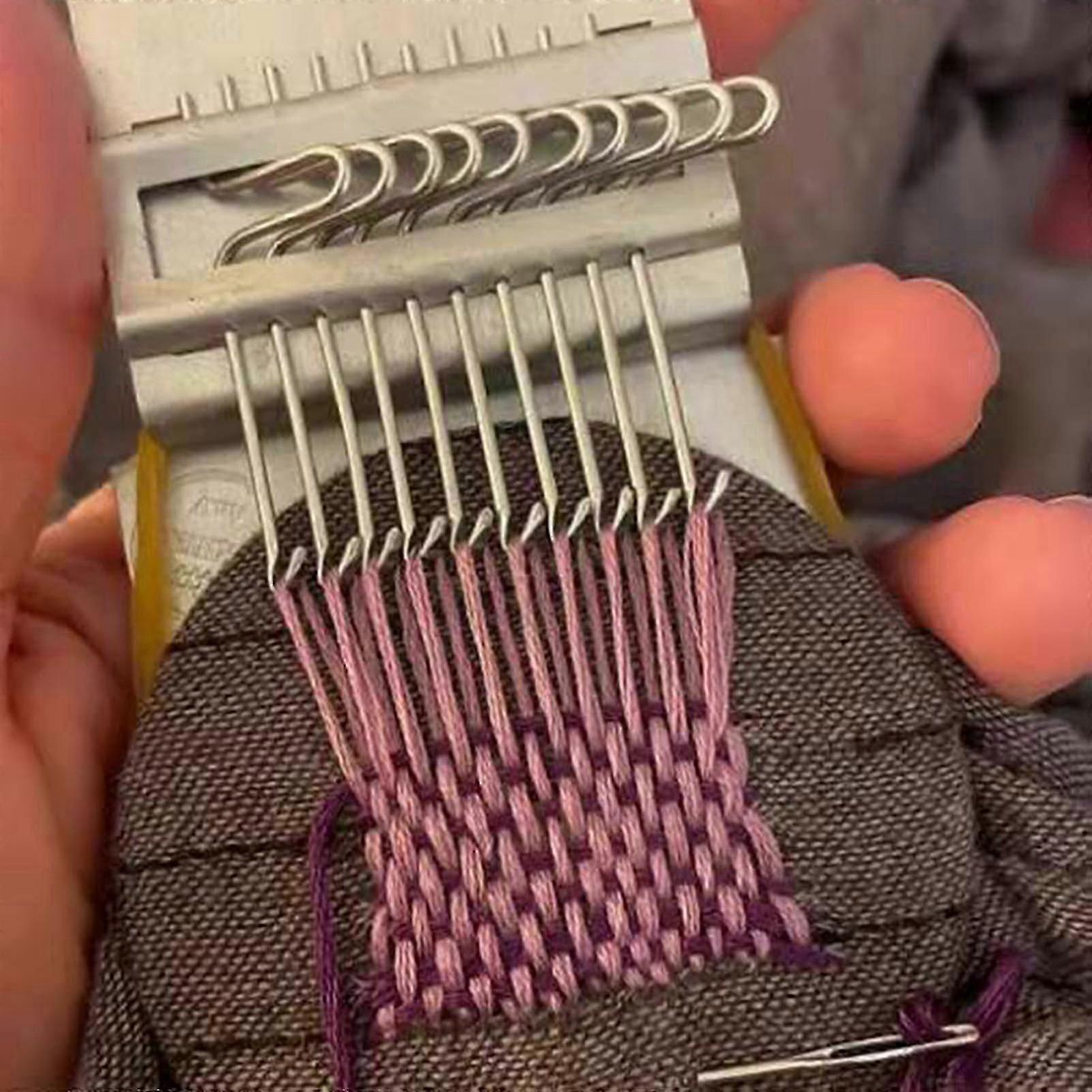 Optimized Handheld Darning Loom with Multi-Hooks for Clothing Repair, Knitting, Weaving and Craft Projects