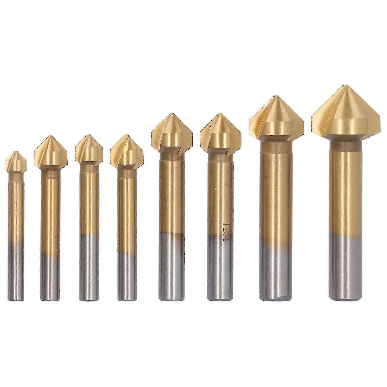 8Pcs Chamfering End Mill Sturdy Durable Convenient RustProof AntiCorrosion Countersink Drill Bit