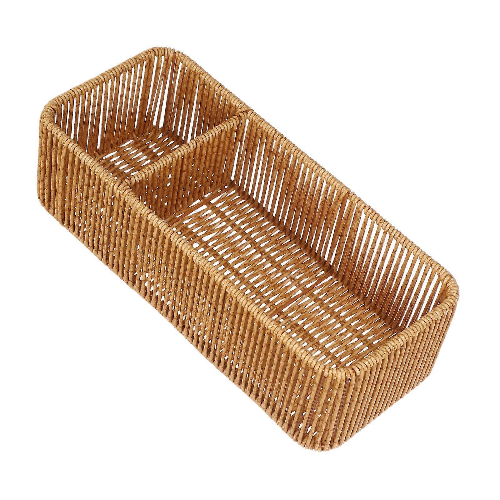 Multifunctional Plastic Wicker Storage Basket for Bathroom Paper Organizer