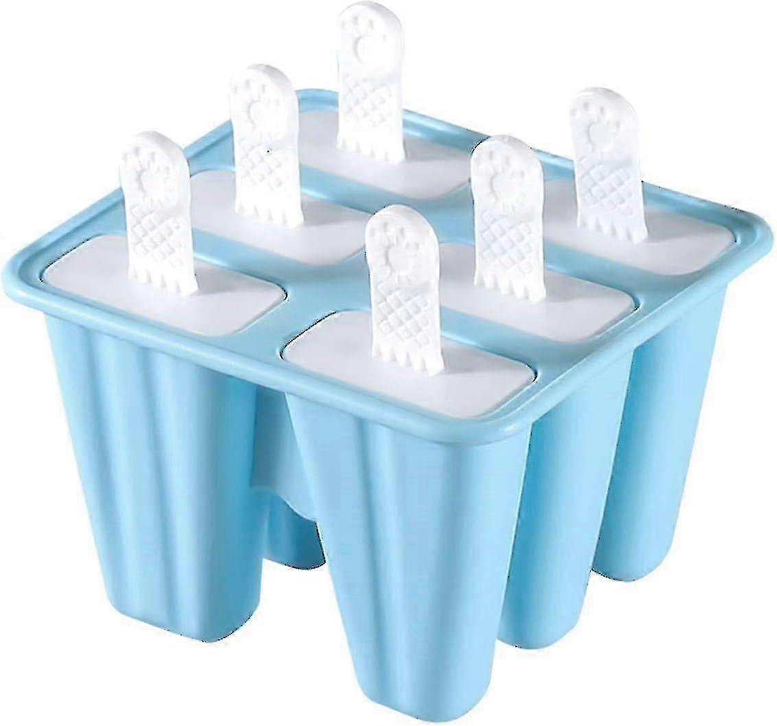 Six Compartment Diy Reusable Silicone Popsicle Making Molds Bpa Free (blue)
