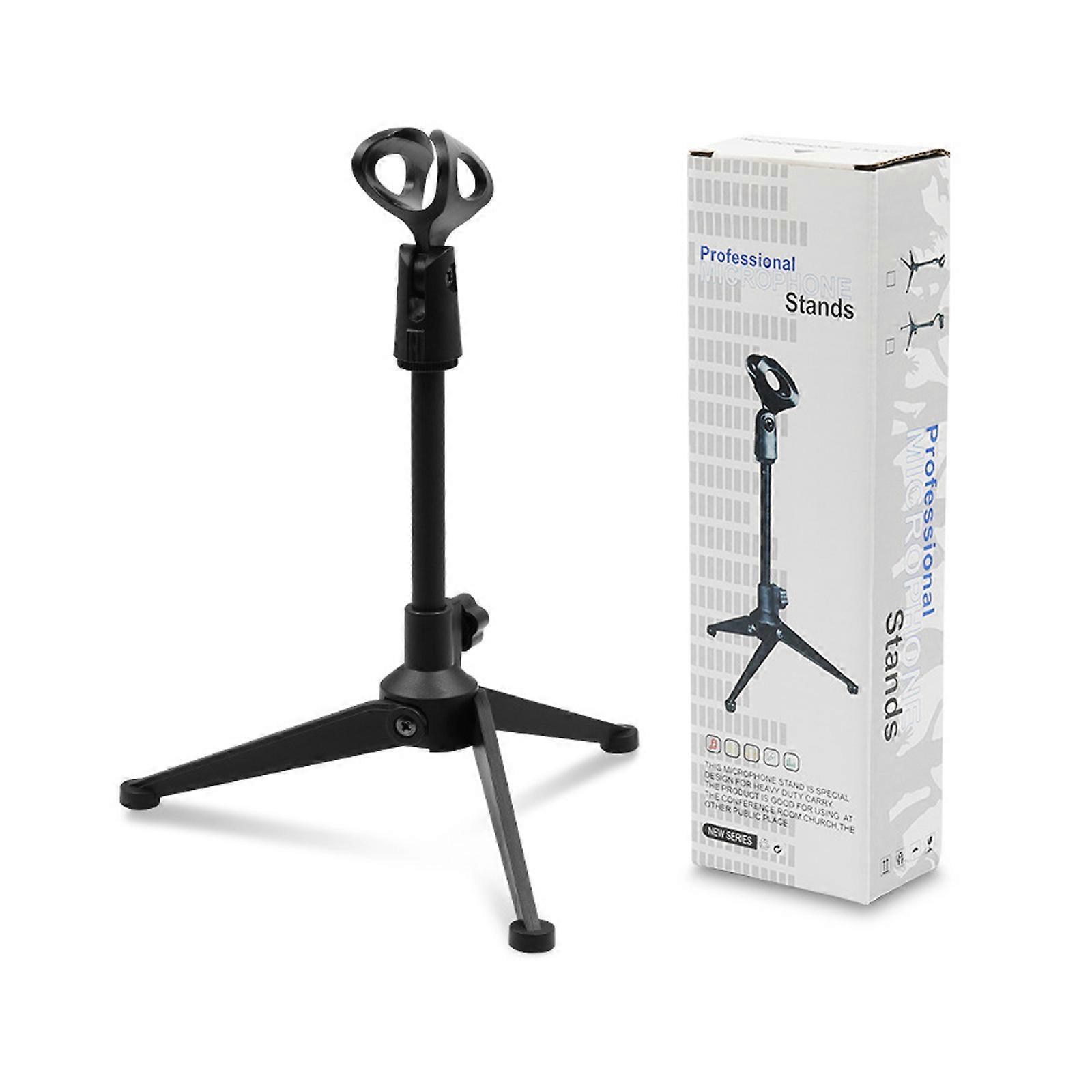 Solid Metal Tripod Desktop Microphone Stand With Adjustable Height 22-27cm For Streaming Podcasting And Live Broadcasting Multicolor