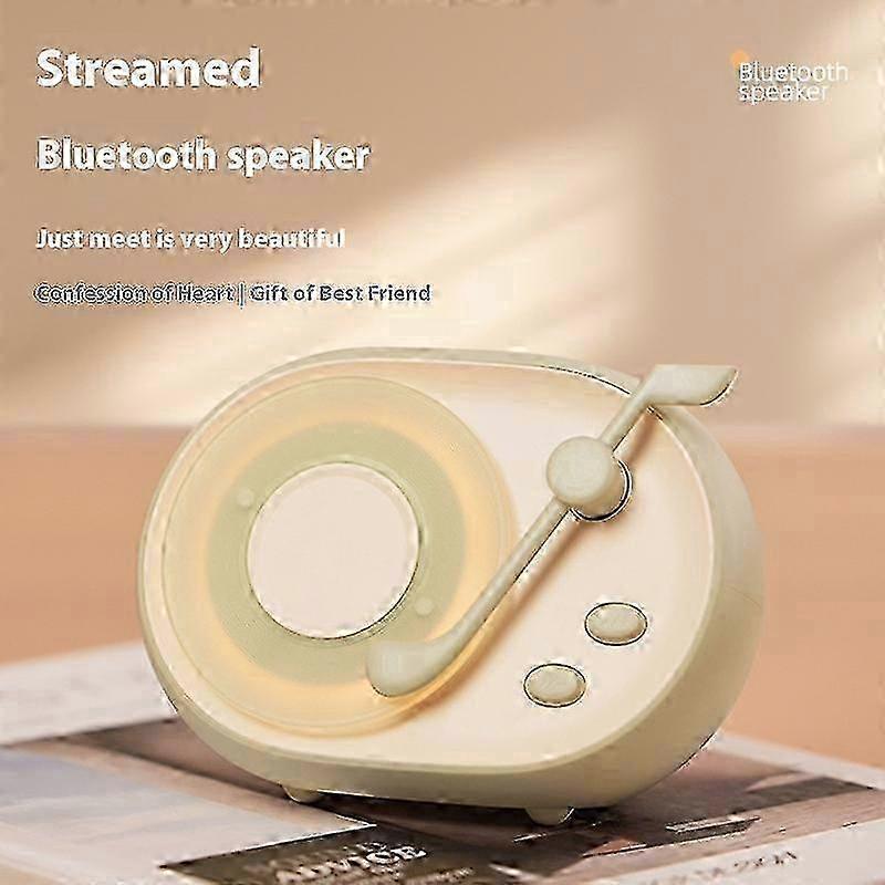Retro Bluetooth Speaker with Ambient Light - USB Rechargeable Vinyl Record Music Player for Gifts