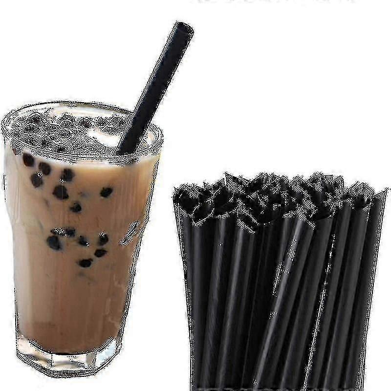 100pcs Disposable Plastic Drinking Straws Black Boba Bubble Tea Straw Tubes