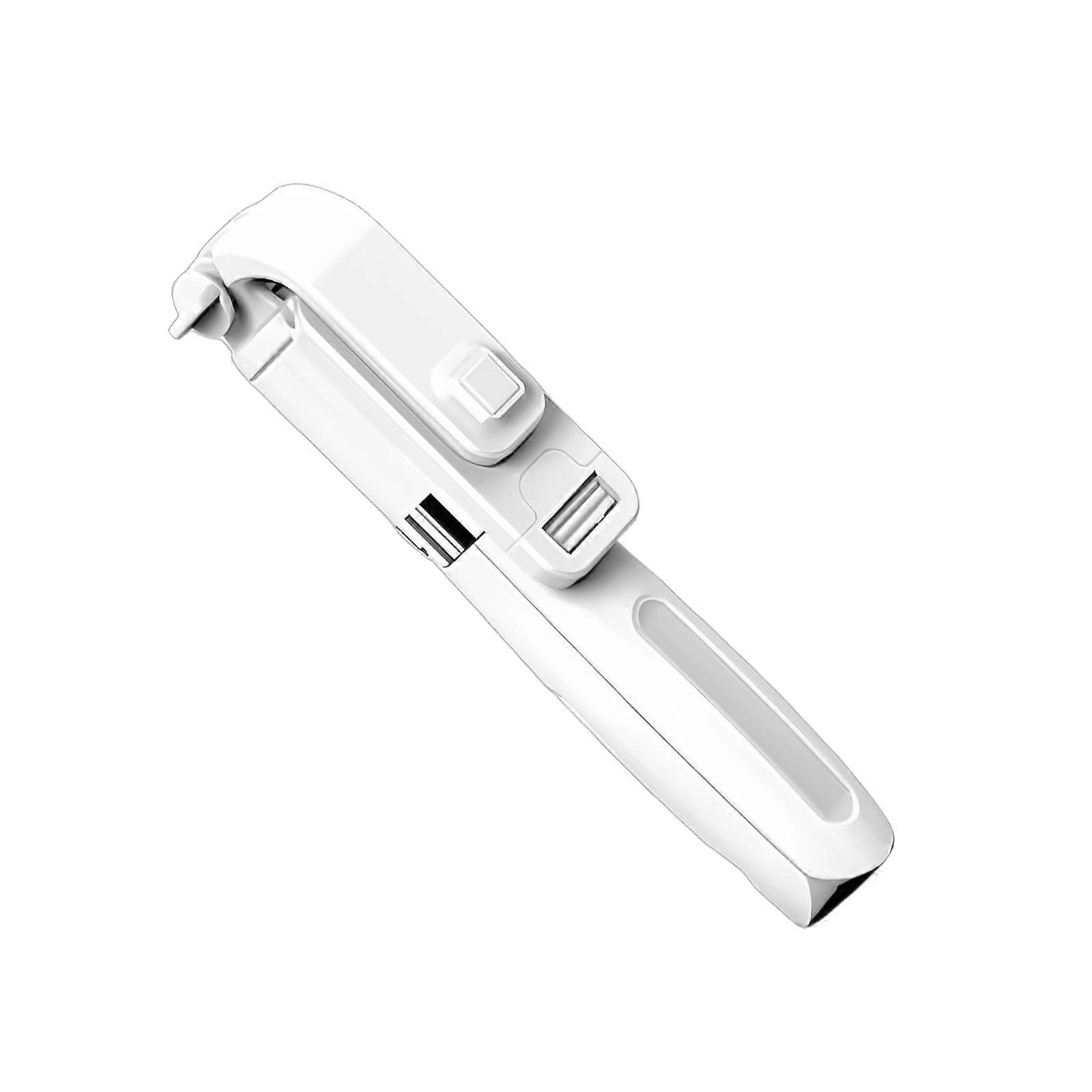 L01s Selfie Stick 4-Section Adjustable Tripod Bluetooth-compatible Remote Controlled Selfie Aluminum Alloy Phone Stand  White