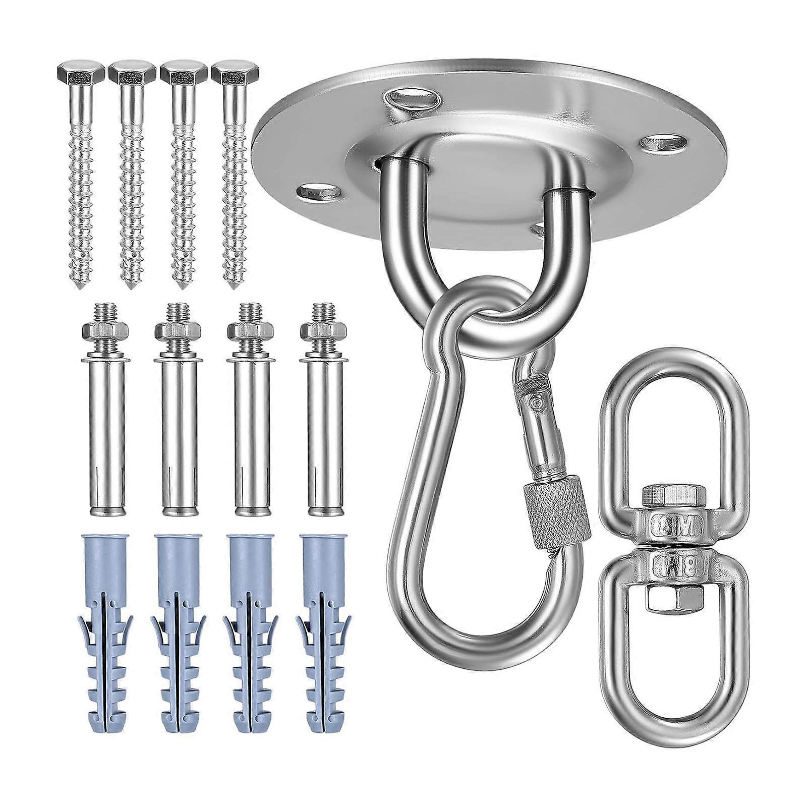 High Capacity 200kg Ceiling Hook Rotating Hanger Suitable for Hammocks Yoga Straps Includes Mounting Hardware and Guide Multicolor