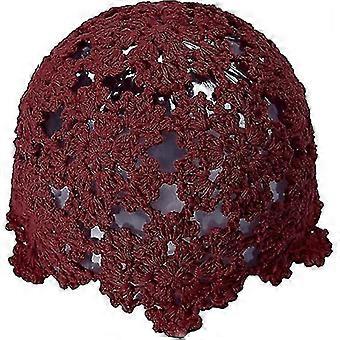 Women's Cotton-crochet Skull Cap Hand-knit Openwork Floral Beanie