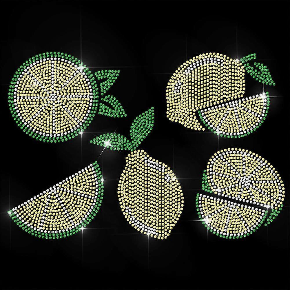 Yellow Rhinestone Iron on Transfer Lemon Bling Diamond Hotfix Patches for Clothes 11.6"x8.2" Large Iron On Sequin Applique for Jeans Jacket Caps Bag T