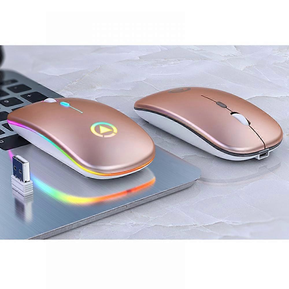 LED Wireless Mouse For Laptop Lightweight Portable Colorful Light Bluetooth Rechargeable Mute Wireless Mouse