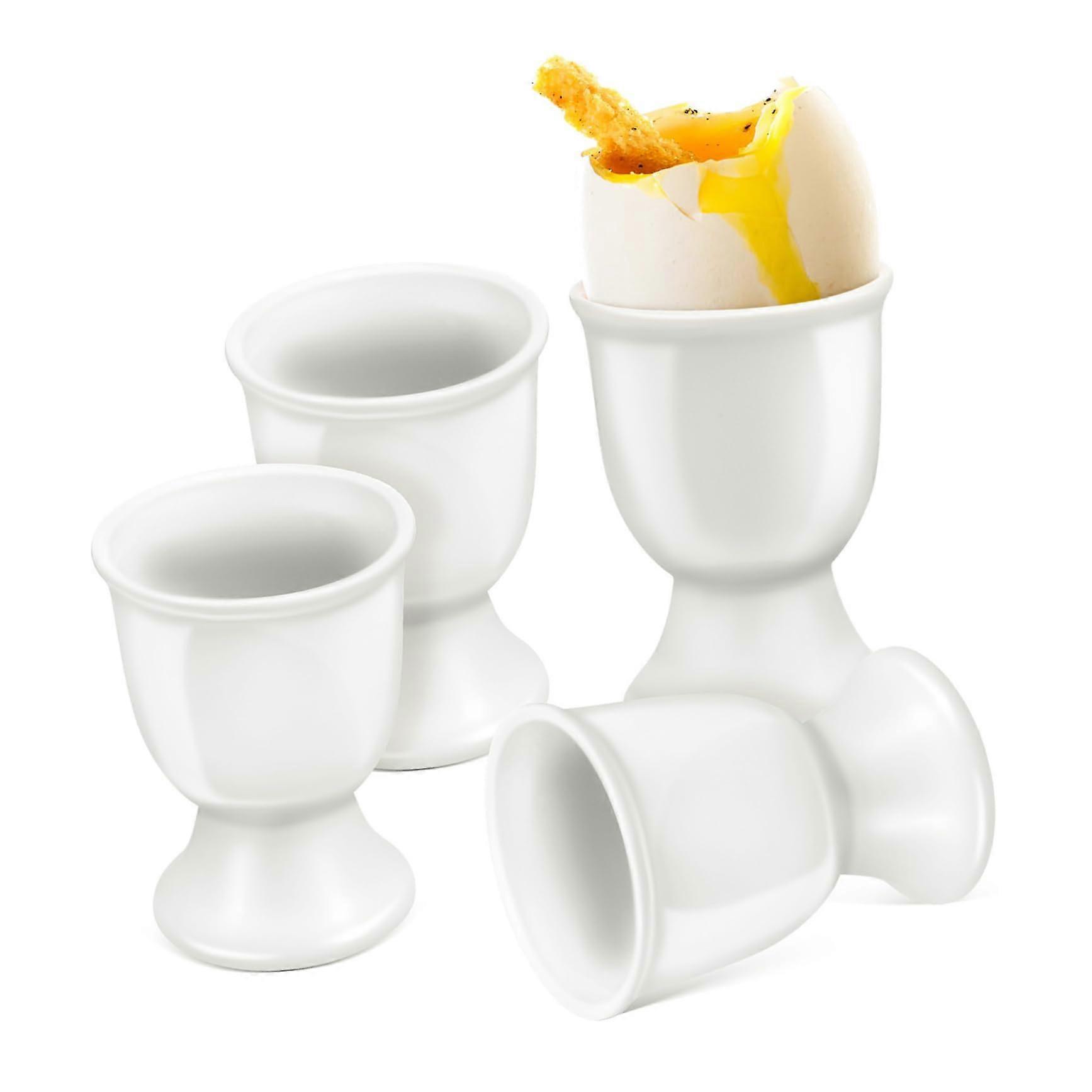 Ceramic Egg Cups Set of 4 for Boiled Eggs Elegant Breakfast Holders Stable Tabletop Kitchen Storage