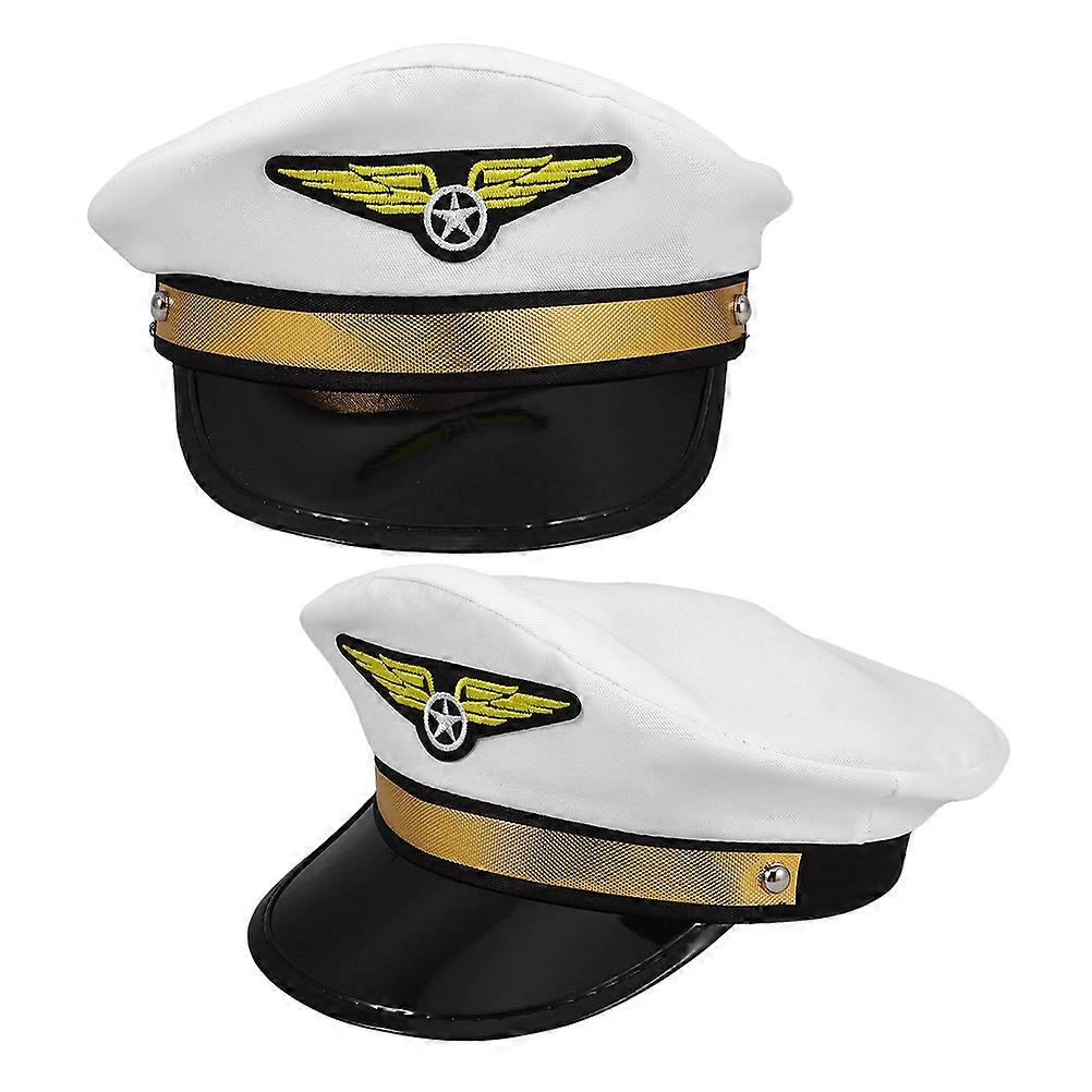 Airline Pilot Costume Hat Pilot Hats Comfortable Party Accessory 2Pcs