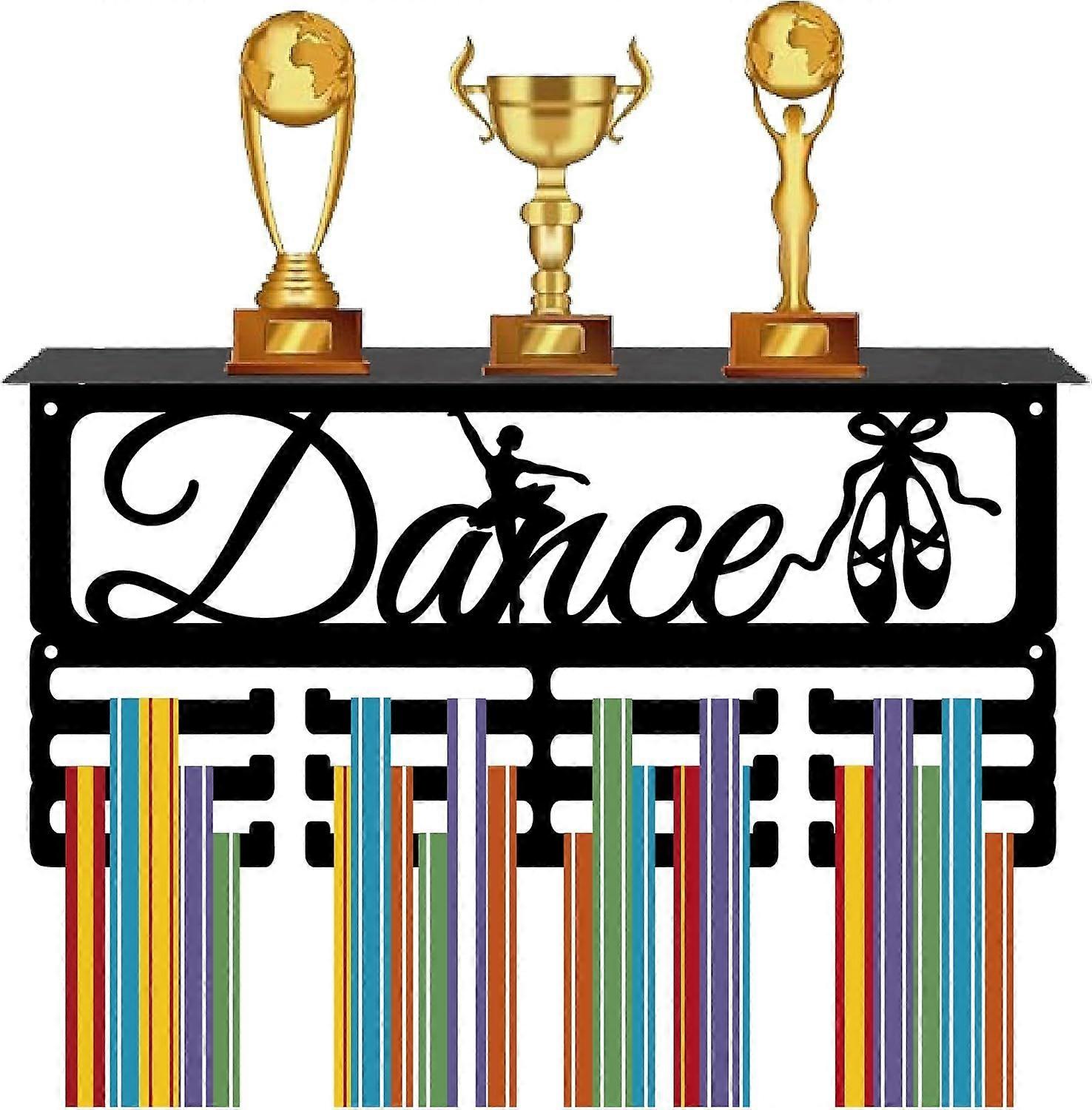 Dance Medal Holder with Shelf Medal Hanger Display Trophy Shelf Stand Ballet Dancer Sports 4 Rows Metal Hanging Wall Mount Frame Hold 70+ Medals for R