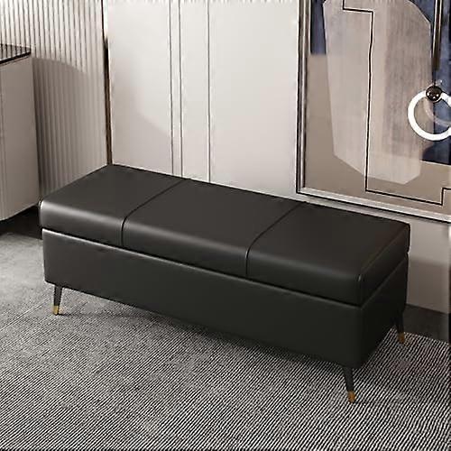 Storage Bench with Hidden Compartment and Cushioned Seat for Entryway or Bedroom, 47 Inch