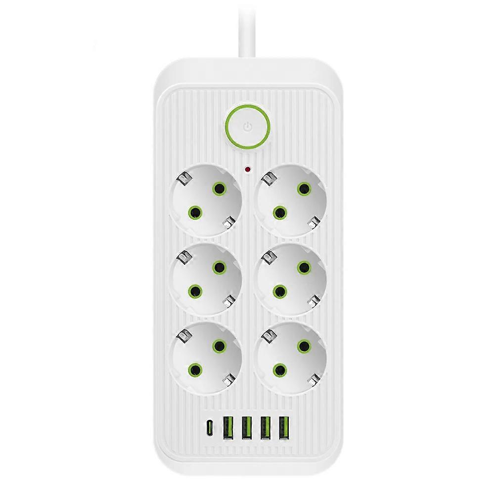 Multi Tap Socket 6AC AC100-250V Outlets Extension Cable 2500W Power Outlet Electrical Receptacle with EU Plug for Home
