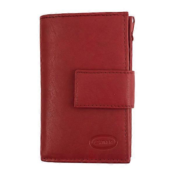 Medium leather wallet with 18 card slots Red one size