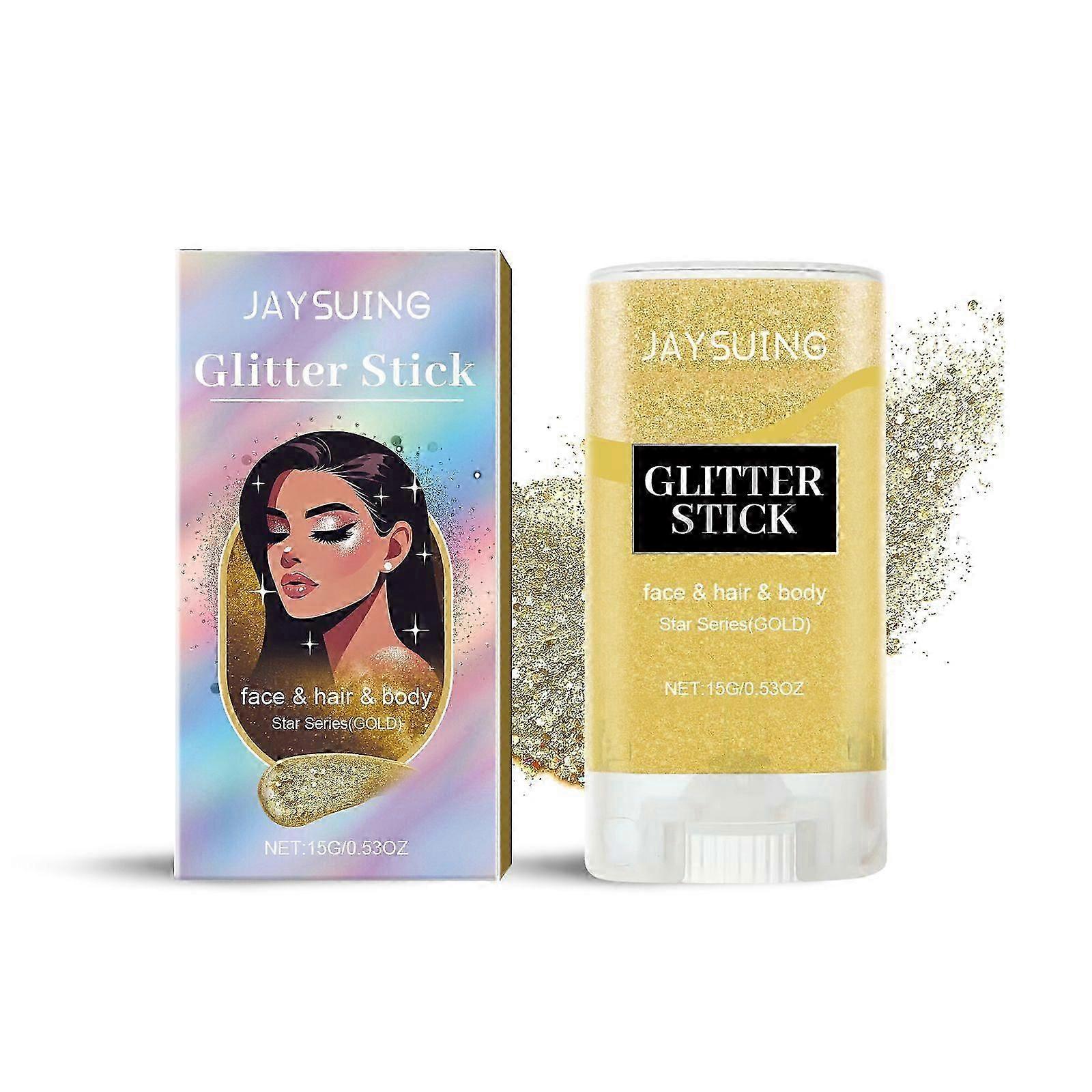 Jaysuing Sequins Glitter Stick (Gold) Party Dance Performance Makeup Facial Body Clavicle Highlight Shiny