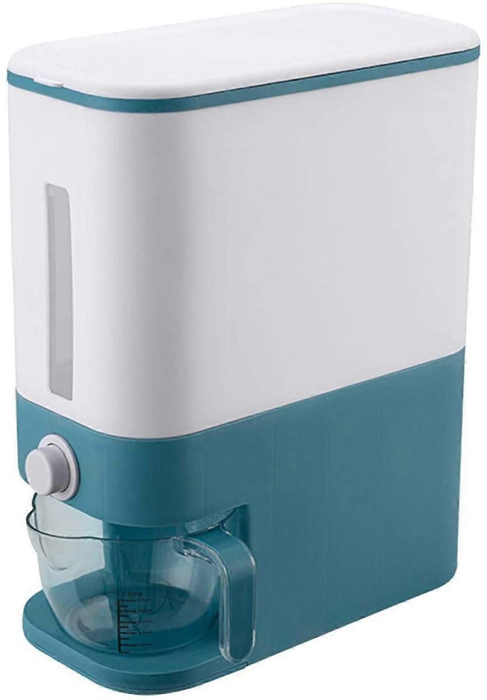 Rice Storage Container 26.5lb Large Capacity Sealed Grain Dispenser with Lid for Kitchen Blue