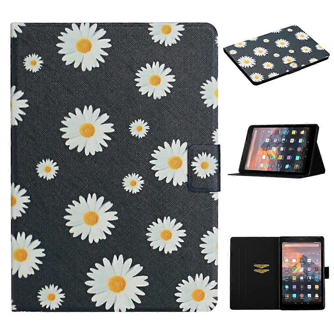 Flower Pattern Horizontal Flip Leather Case with Card Slots & Holder For Amazon Kindle Fire 7 (2019)