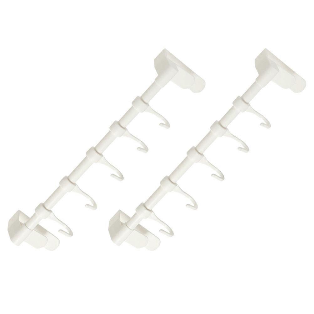 White Kitchen Towel Rack Plastic for Hanging Use 8Pcs Cabinet Door Hooks