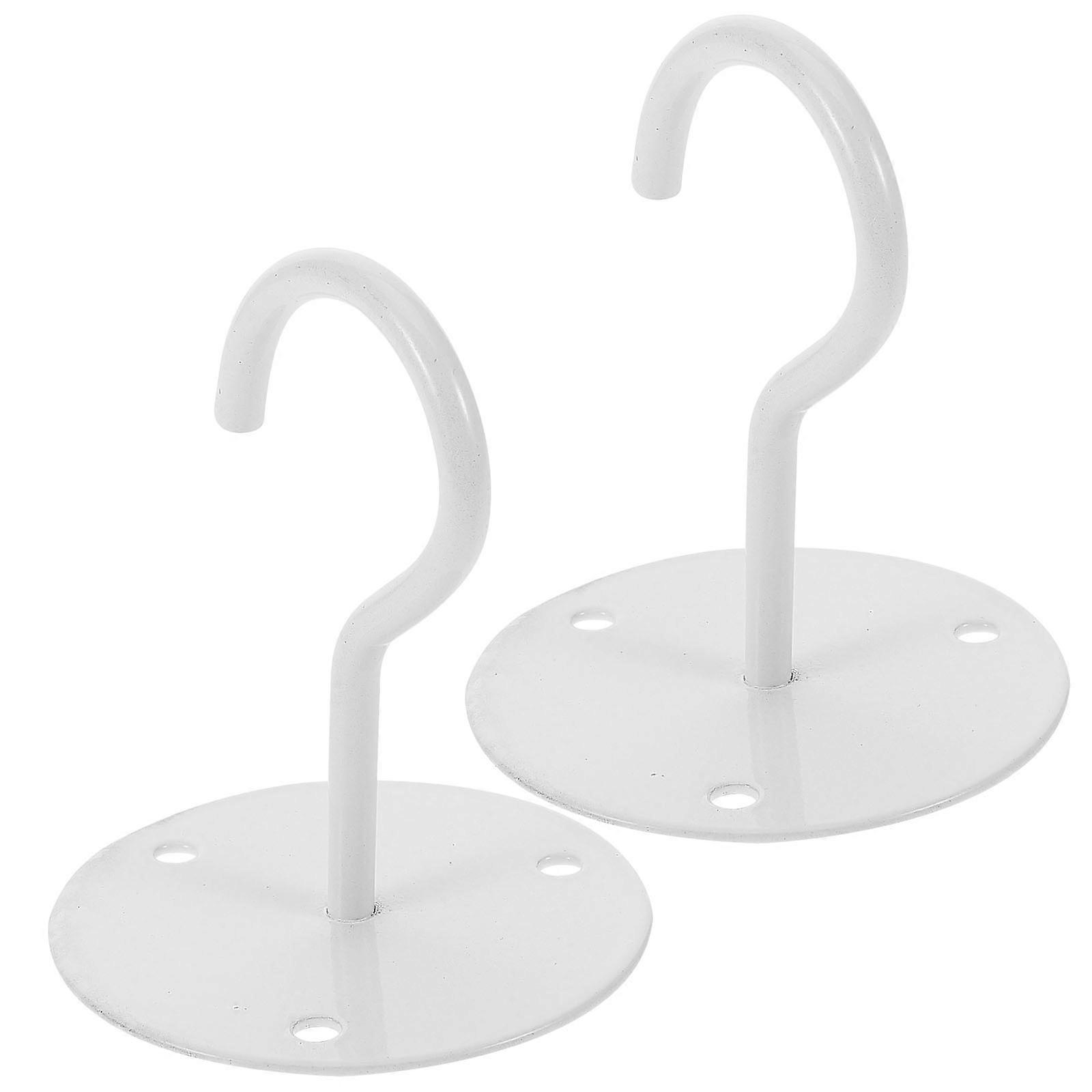 Iron Overhead Hooks for Hanging with 2Pcs White Metal Ceiling Hooks