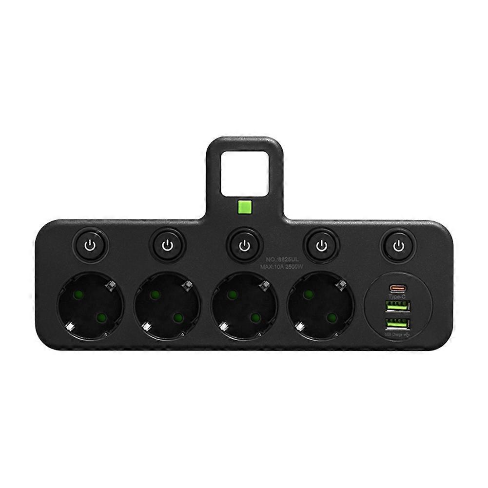 EU Plug Outlet 4 Sockets Electrical Socket No Extension Cord with USB Type-C Ports Two Specifications Sockets