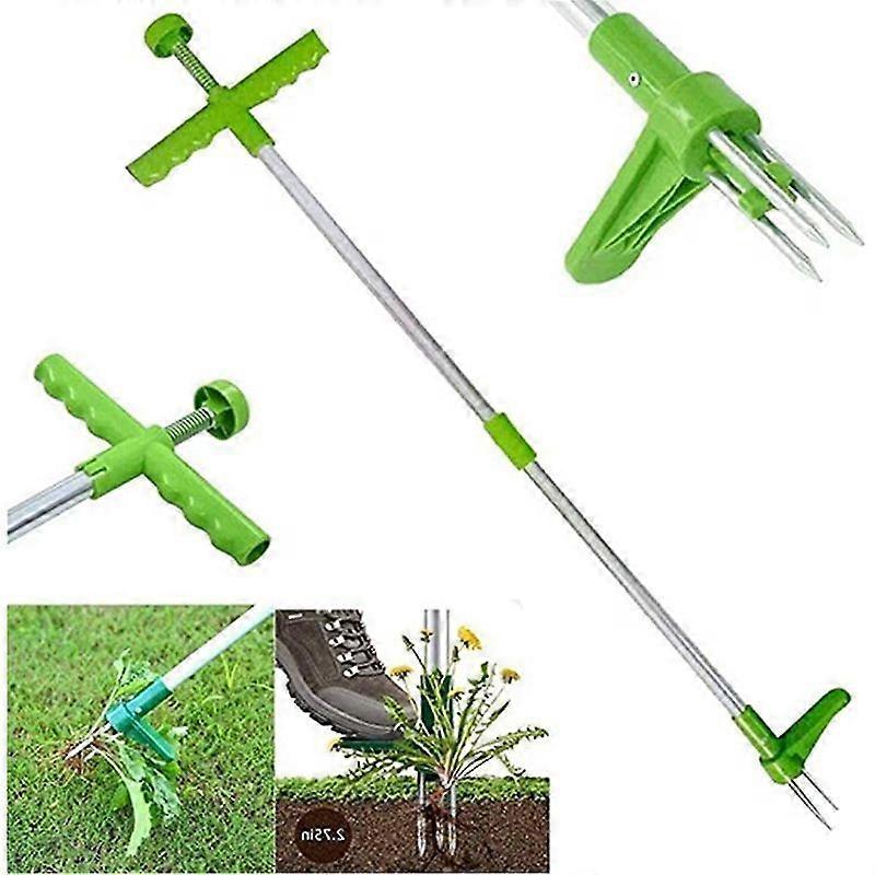 Standing Plant Root Remover Weed Puller Tool With Claws Picker 39" Handle