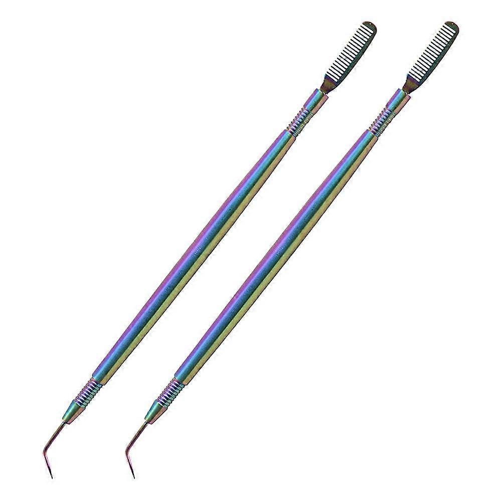 2 Pcs Eyelash Lift Tool Set Stainless Steel Lash Separator Comb 16.7cm for Precise Positioning