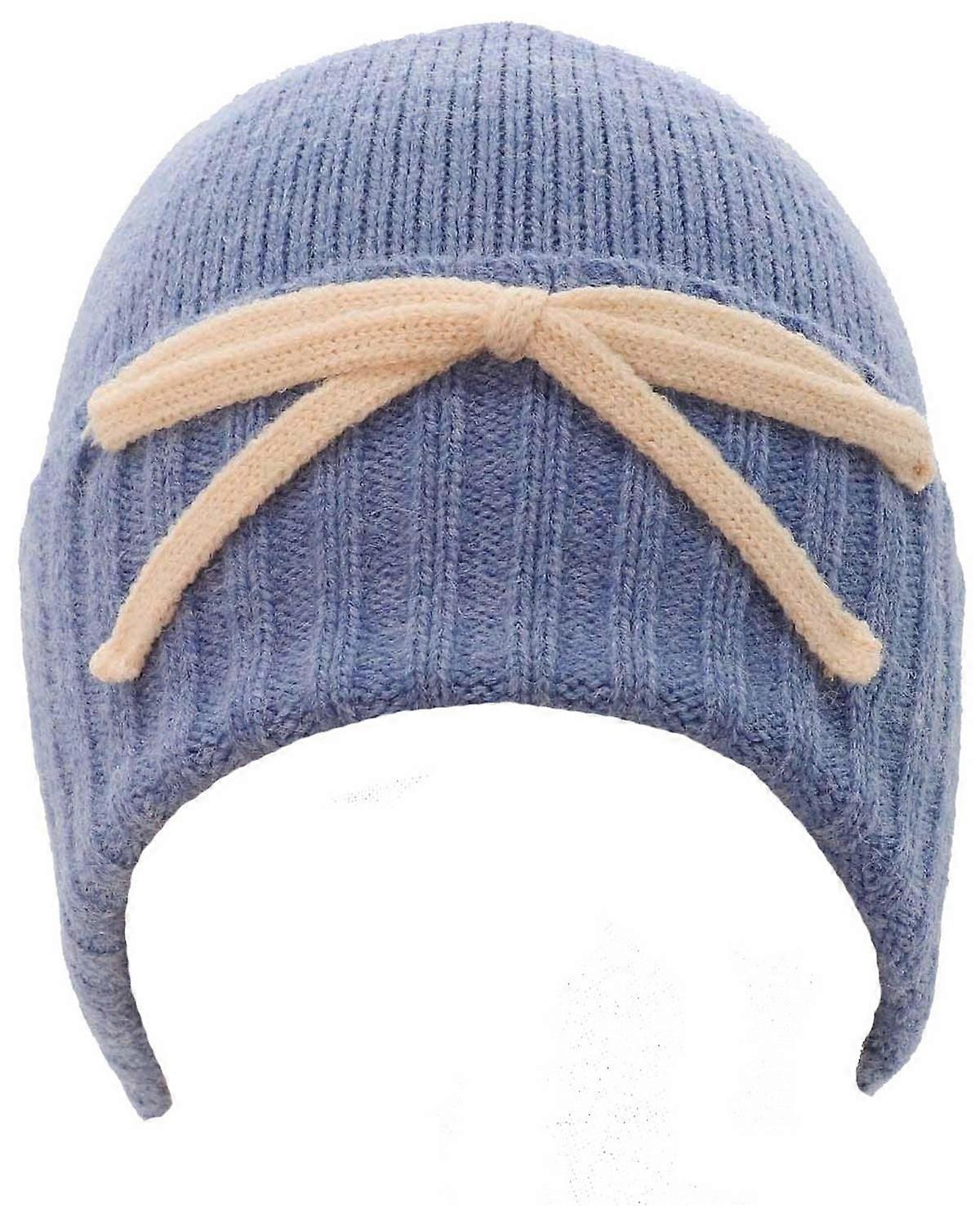 Zelly Bow Detail Beanie Hat - Blue/Cream