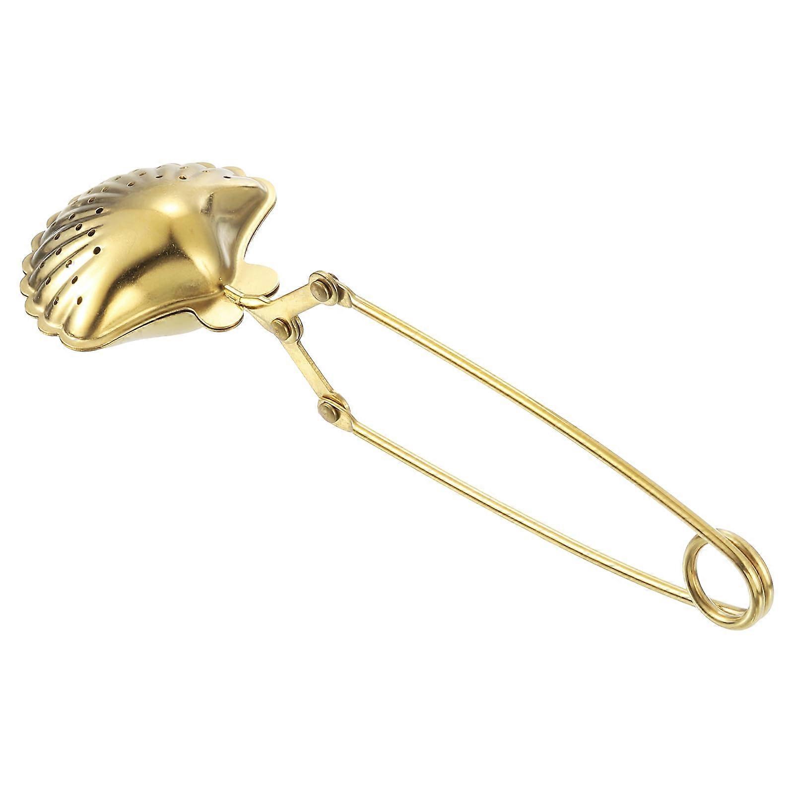 Gold Stainless Steel Tea Infuser with Long Handle for Loose Leaf Tea Straining and Enhanced Flavor