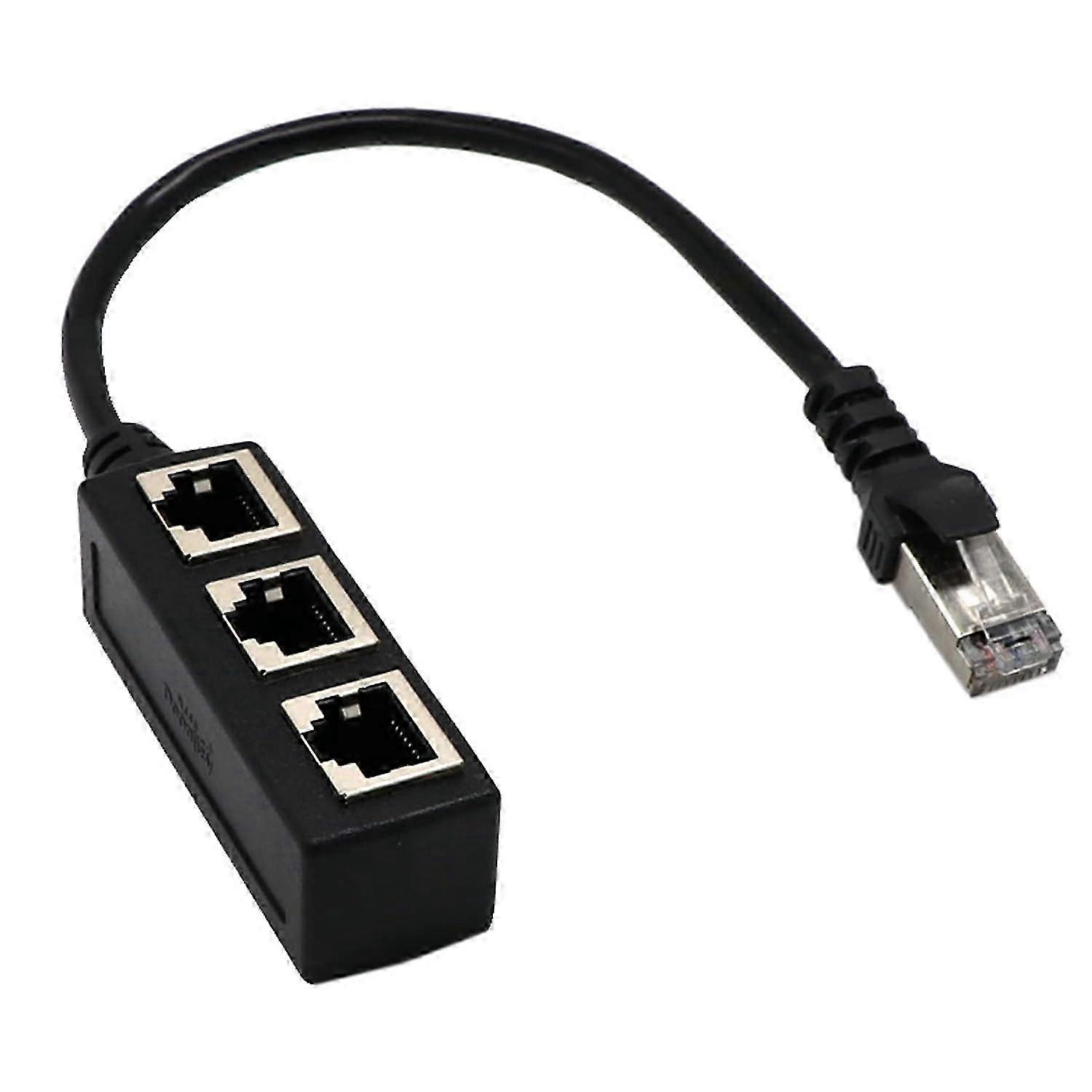 Rj45 Ethernet Network Adapter, 1 Male To 3 Female Lan Splitter For Ethernet Extension