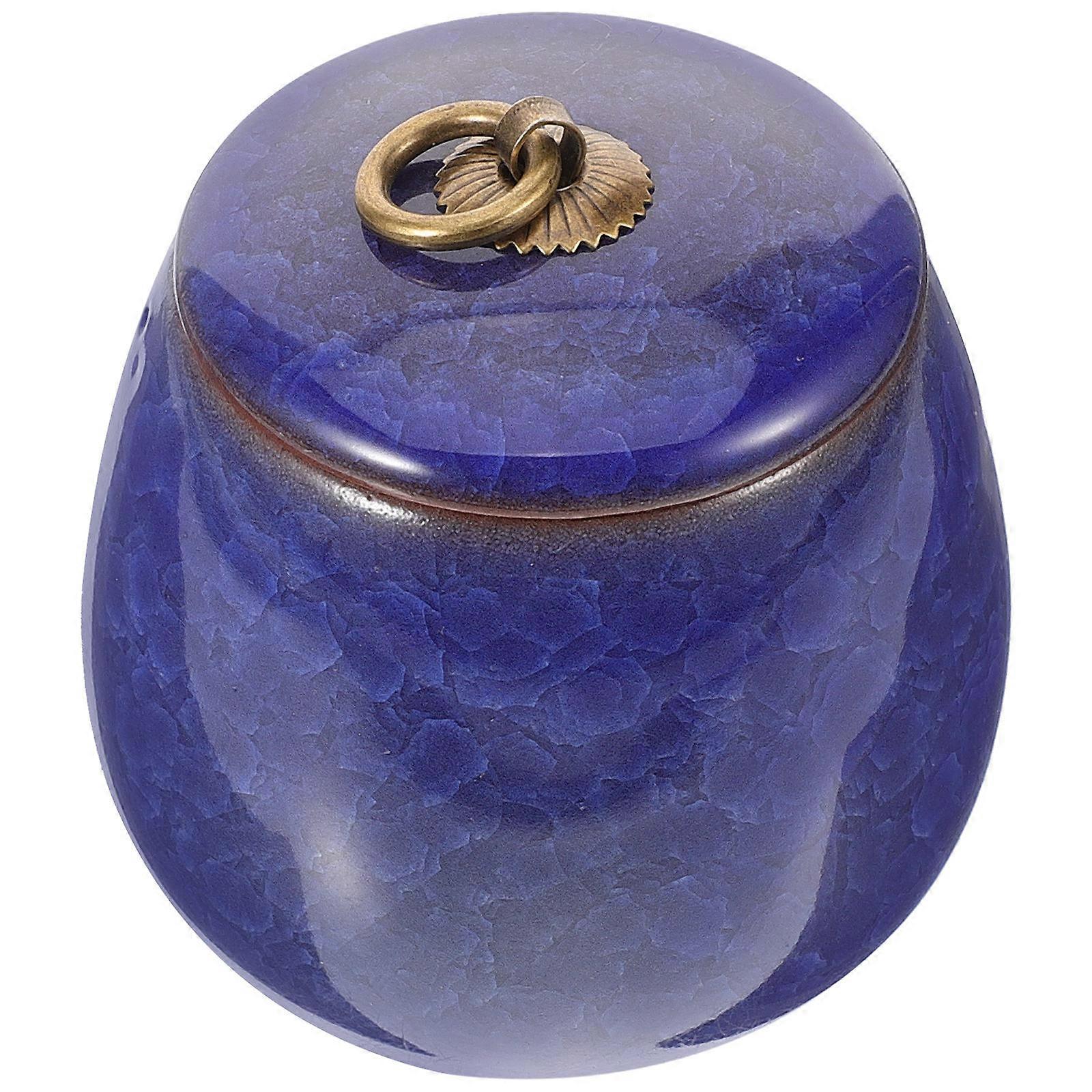 Ceramic Pet Urn Blue for Storage 3Pcs Memorial Cremation Ashes Container