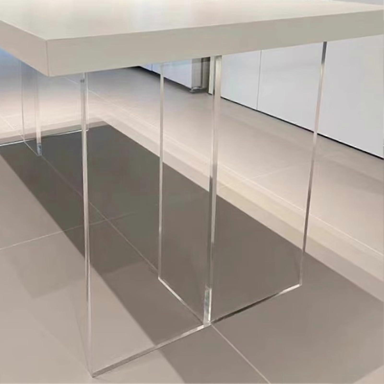 Clear Acrylic Table Legs 70cm Heavy Duty Furniture Replacement with Elegant Floating Effect and Floor Pads