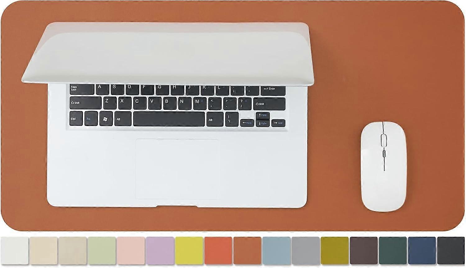 Compact Leather Desk Mouse Mat - 23.6" x 11.8" Non-slip PU Pad for Office & Home, Small Desktop Organizer, Ideal for Large Mouse Pads